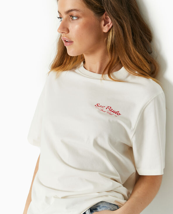 T-shirt oversize avec print poitrine et dos blanc - Pimkie