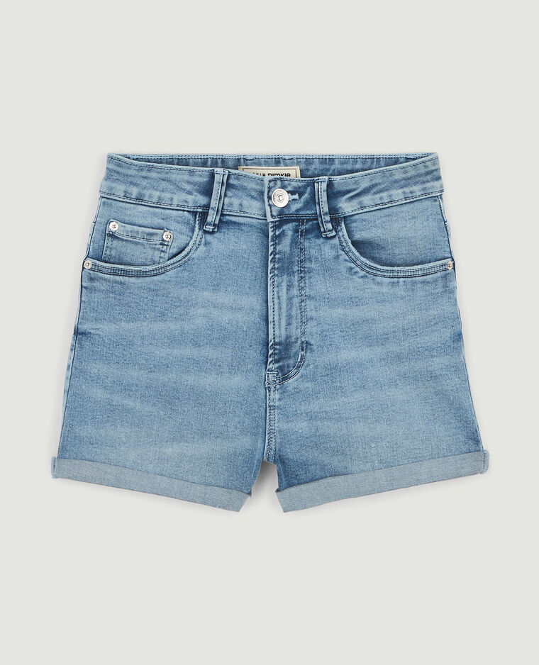 Short en jean taille haute bleu délavé - Pimkie