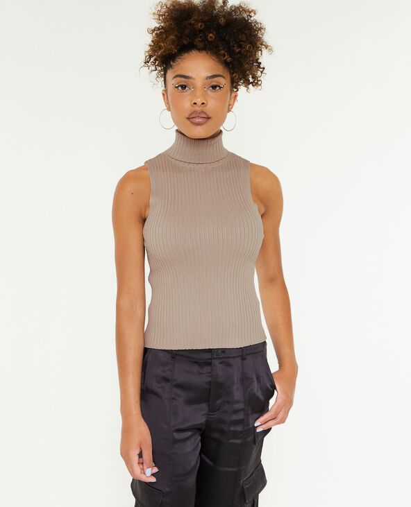 Top col roulé sans manches gris clair - Pimkie