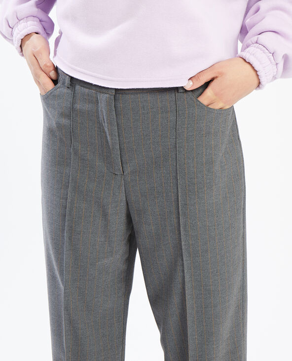Pantalon droit avec pinces SMALL gris - Pimkie