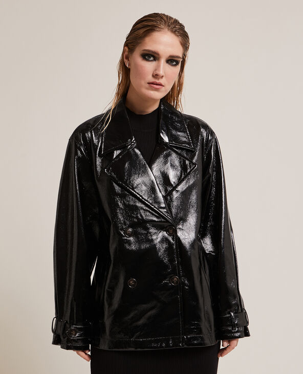 Trench court en vinyle noir - Pimkie