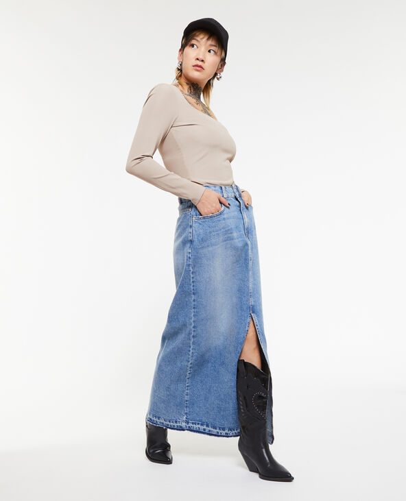 Longue jupe online en jeans