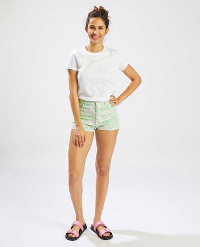Short en jean slim taille haute vert fluo - Pimkie