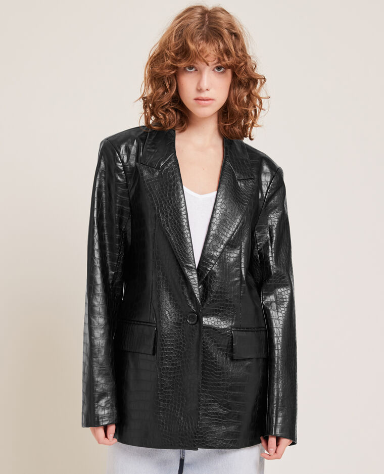 Veste effet croco noir - Pimkie