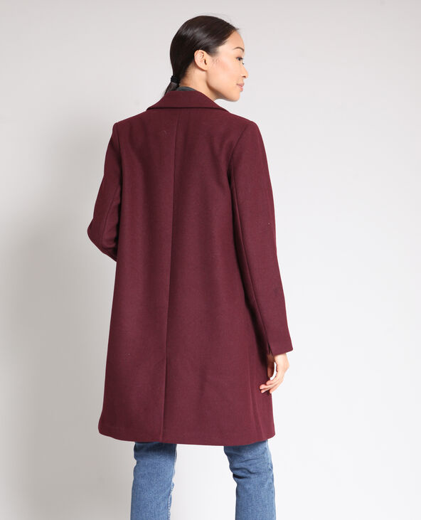 Manteau droit en laine bordeaux - Pimkie