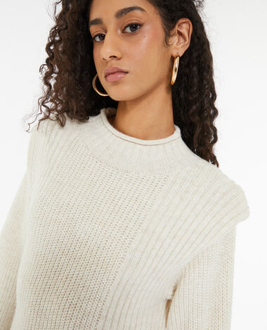 Robe pull longue avec effet épaulette sable - Pimkie