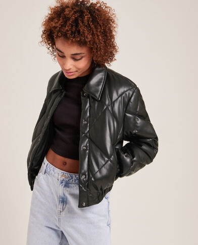 Doudoune matelassée simili cuir noir - Pimkie