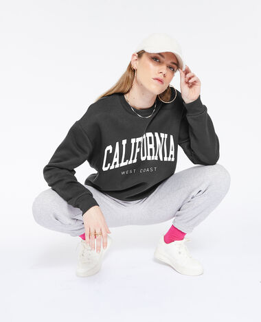 Sweat col rond imprimé gris foncé - Pimkie