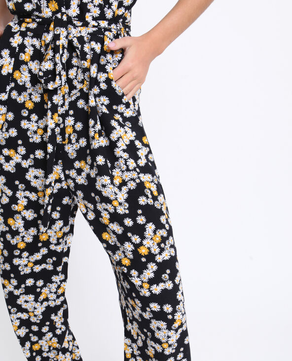 Combi-pantalon à fleurs noir - Pimkie