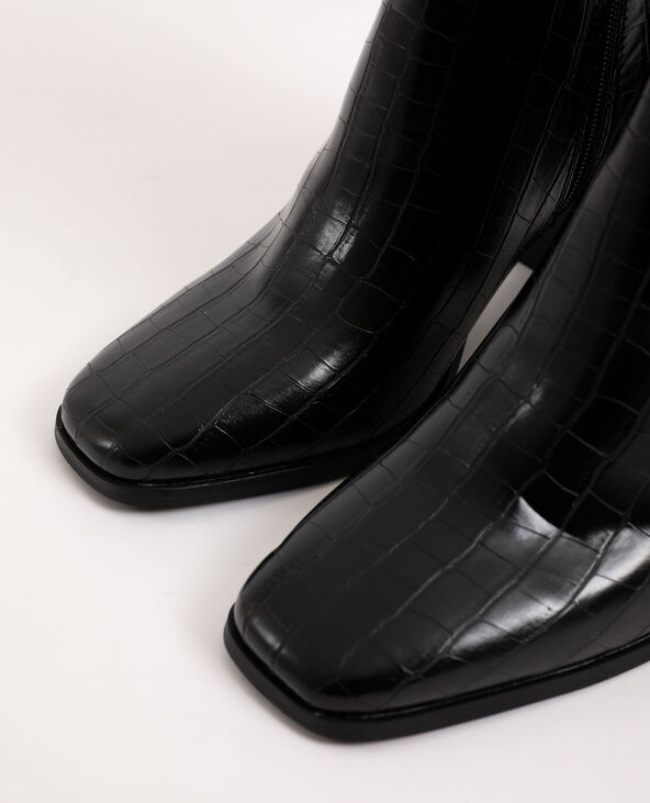 Boots effet croco noir - Pimkie