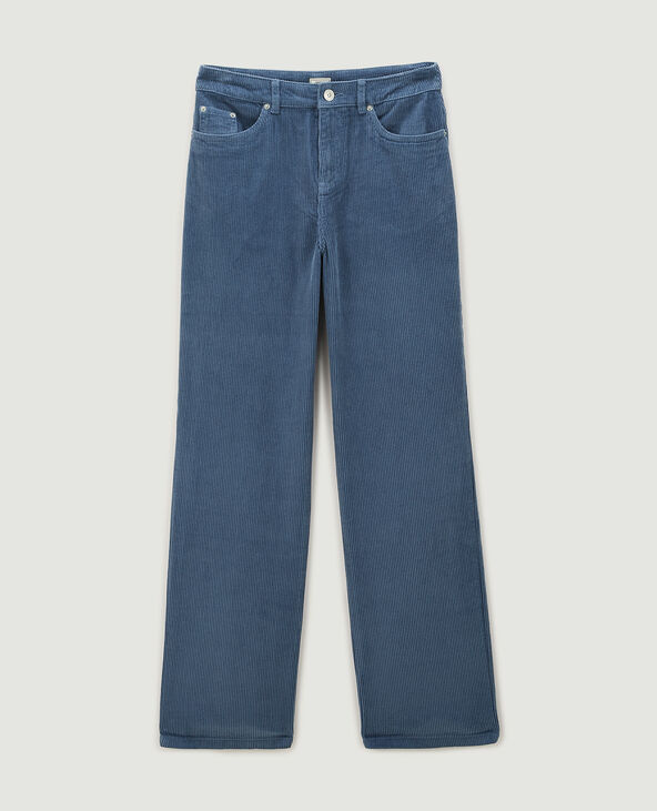 Pantalon droit en velours bleu - Pimkie