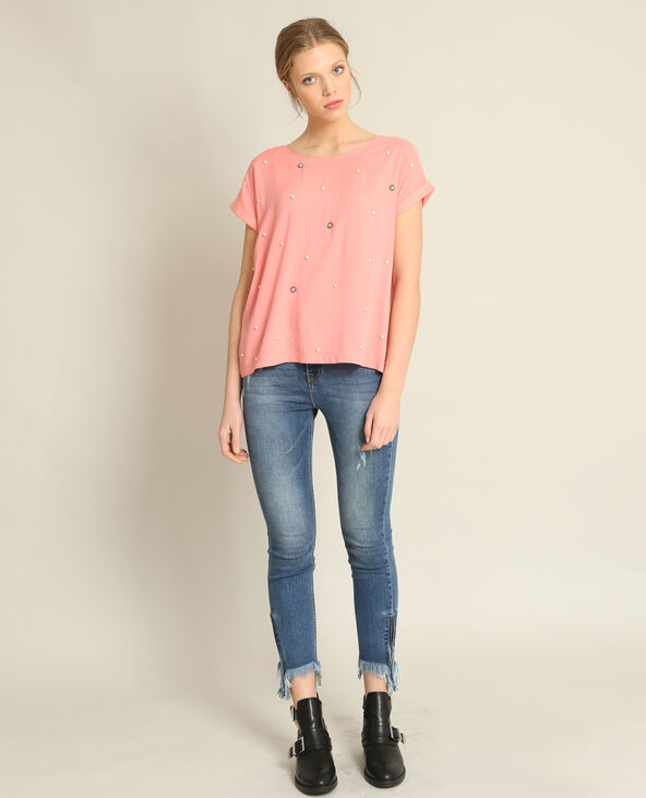 T-shirt à perles rose - Pimkie