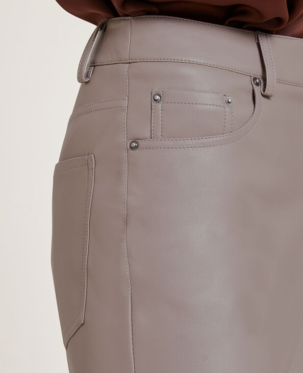 Pantalon droit en simili cuir brun - Pimkie