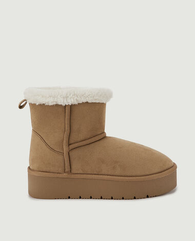 Boots fourrées en suédine camel - Pimkie