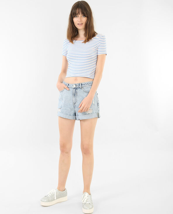 Cropped top manches courtes blanc - Pimkie