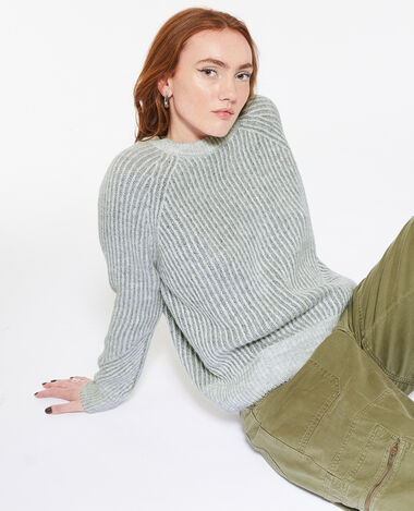 Pull en maille côtelée effet rayé gris chiné - Pimkie