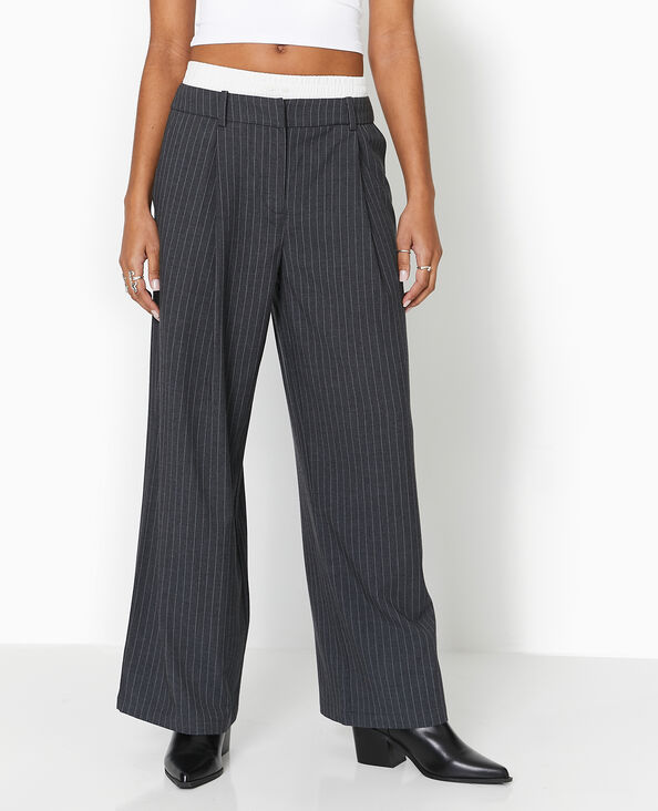 Pantalon large avec effet caleçon apparent gris foncé - Pimkie