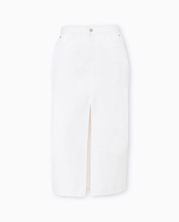 Jupe longue en jean avec fente blanc - Pimkie
