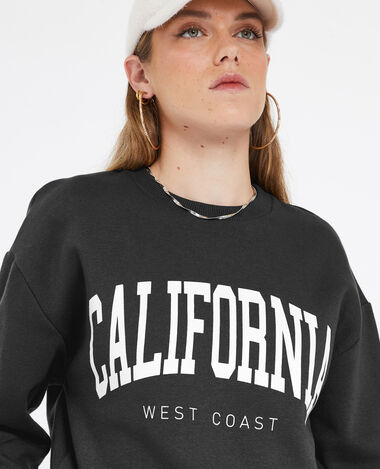 Sweat col rond imprimé gris foncé - Pimkie