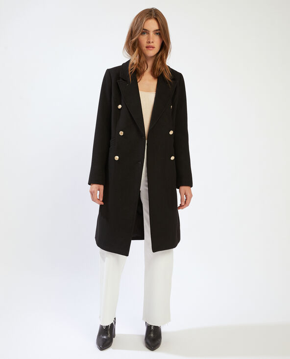 Manteau drap de laine ajusté noir - Pimkie