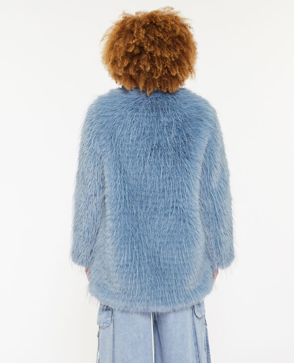 Manteau en fausse fourrure bleu - Pimkie