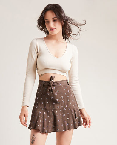 Jupe-short à volant taupe - Pimkie