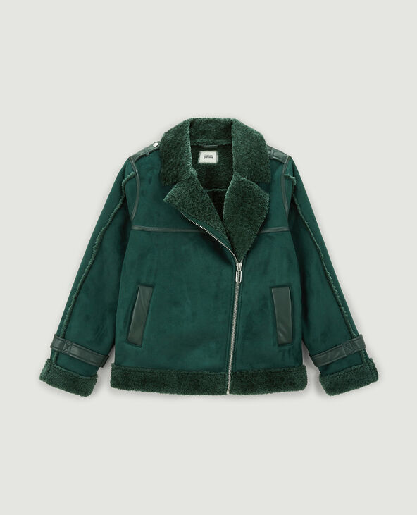 Blouson en suédine et sherpa vert - Pimkie