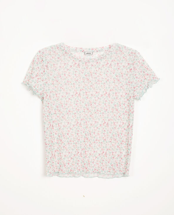 T-shirt à fleurs beige - Pimkie