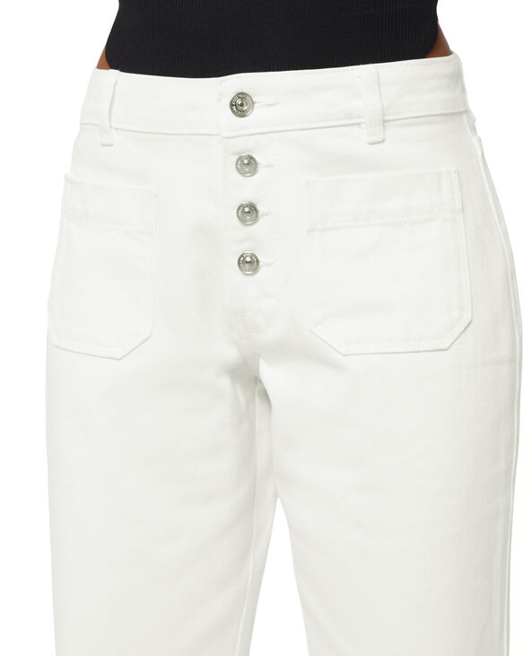 Jean flare taille haute boutons apparents blanc - Pimkie