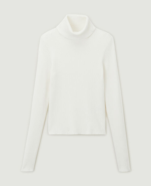 Pull côtelé à col roulé blanc - Pimkie