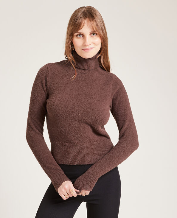 Pull col roulé maille fluffy marron - Pimkie
