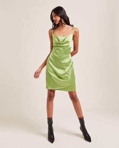 Robe corset en satin vert - Pimkie
