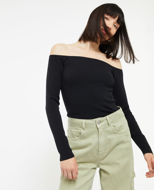 Pull encolure Bardot noir - Pimkie