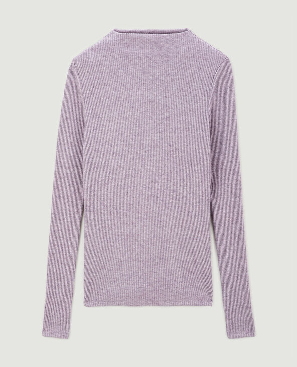 Pull fin en maille côtelée col cheminée lilas - Pimkie
