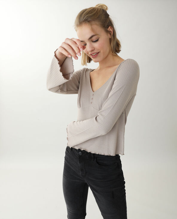 Top manches longues taupe - Pimkie