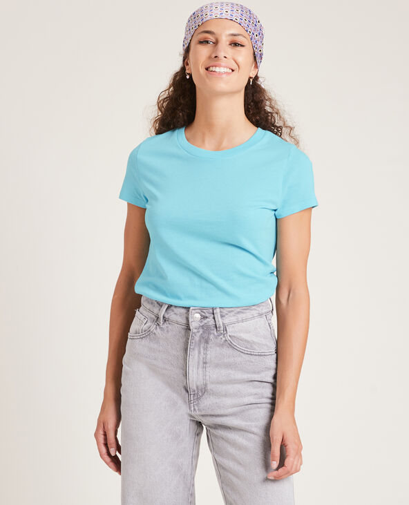 T-shirt basique col rond bleu - Pimkie