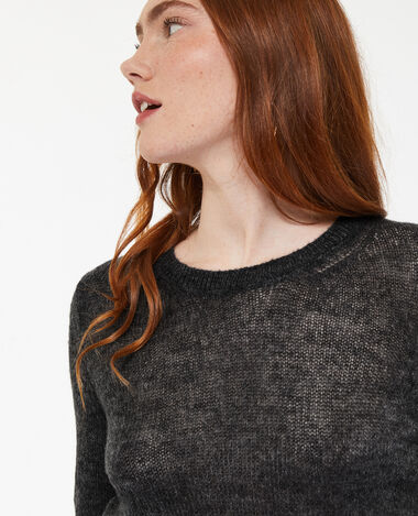 Pull en maille légère et transparente gris foncé - Pimkie