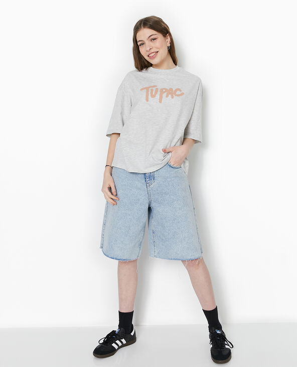 T-shirt oversize TUPAC gris chiné - Pimkie