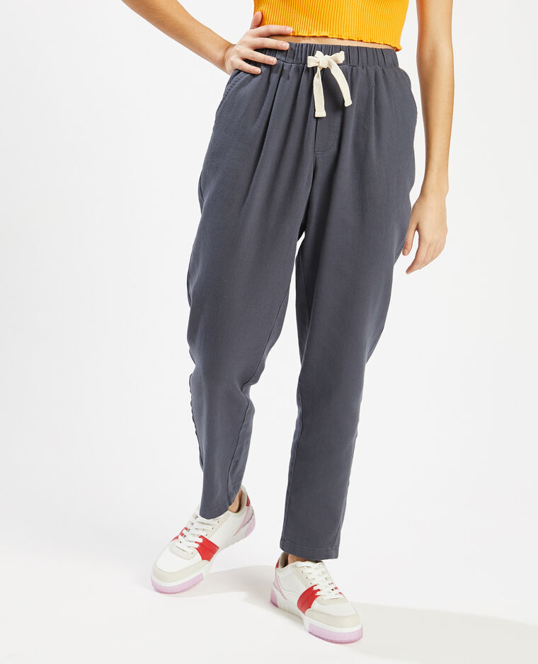 Pantalon taille élastiquée gris foncé - Pimkie