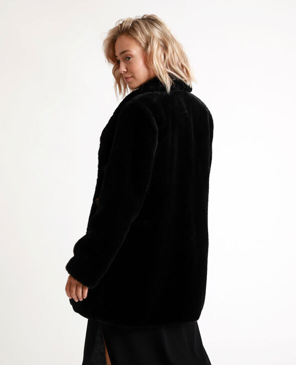 Manteau imitation fourrure discount noir
