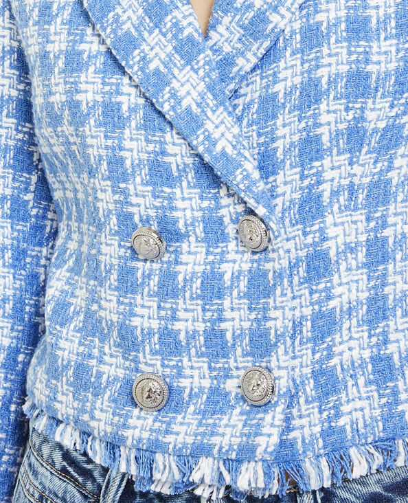 Veste effet tweed pied-de-poule bleu - Pimkie