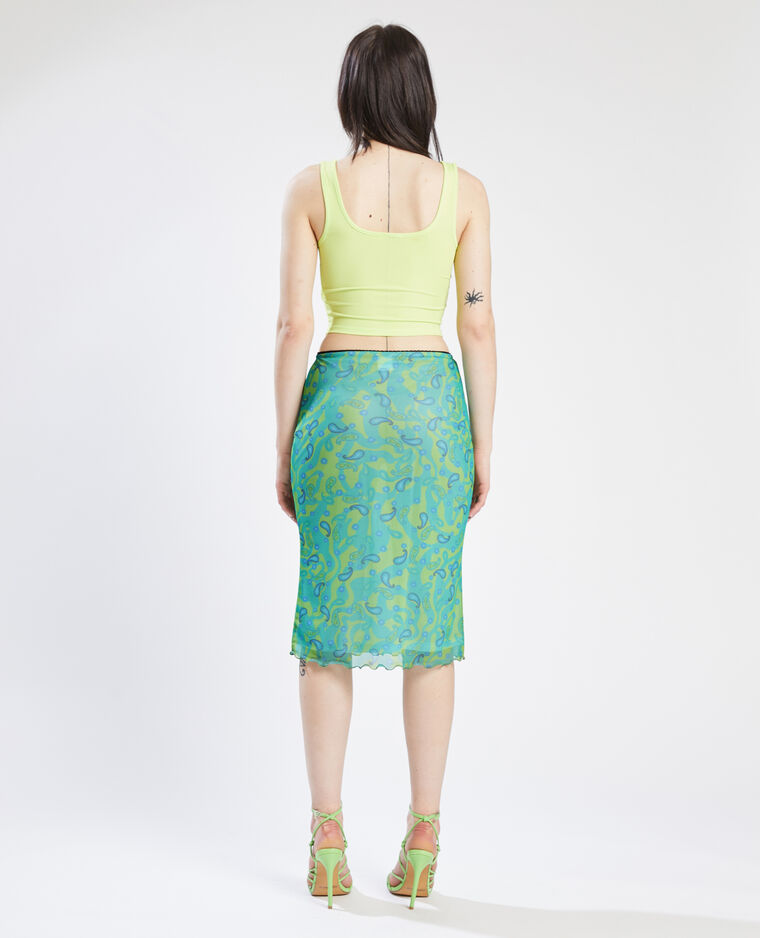 Jupe droite midi en maille transparente vert - Pimkie