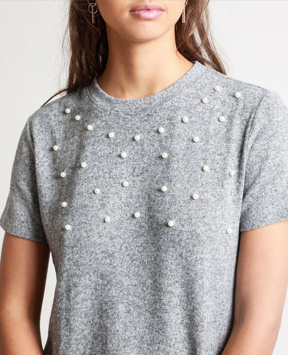 T-shirt à perles gris chiné - Pimkie