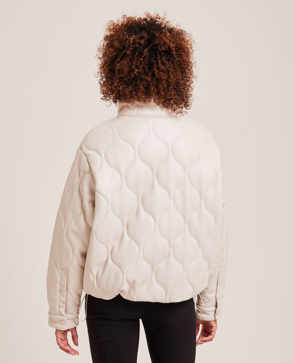 Blouson matelassé en simili cuir blanc - Pimkie