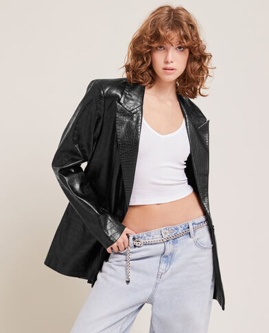 Veste effet croco noir - Pimkie