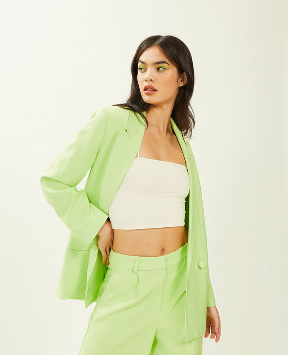 Veste blazer oversize en toile fluide vert anis - Pimkie