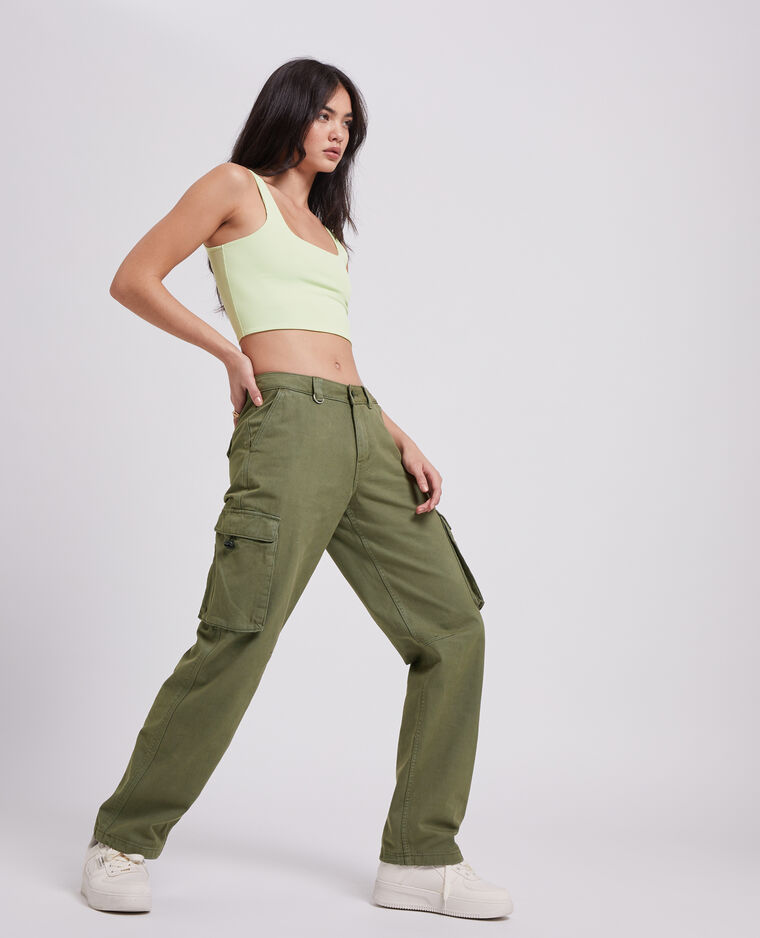 Pantalon droit cargo taille basse kaki - Pimkie
