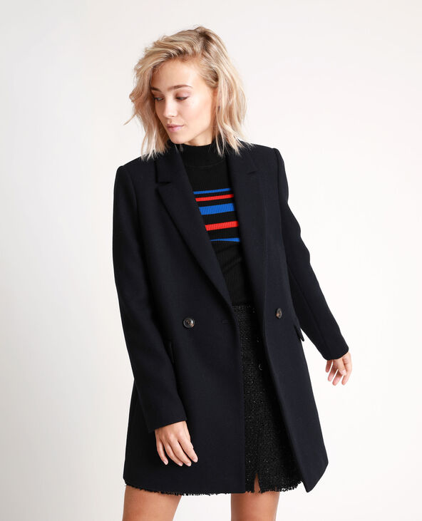 Manteau drap sale de laine noir