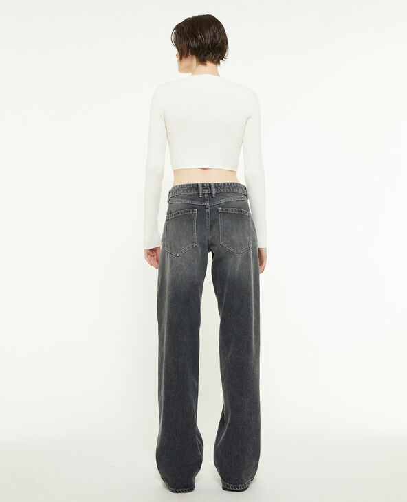 Jean wide taille basse gris foncé - Pimkie