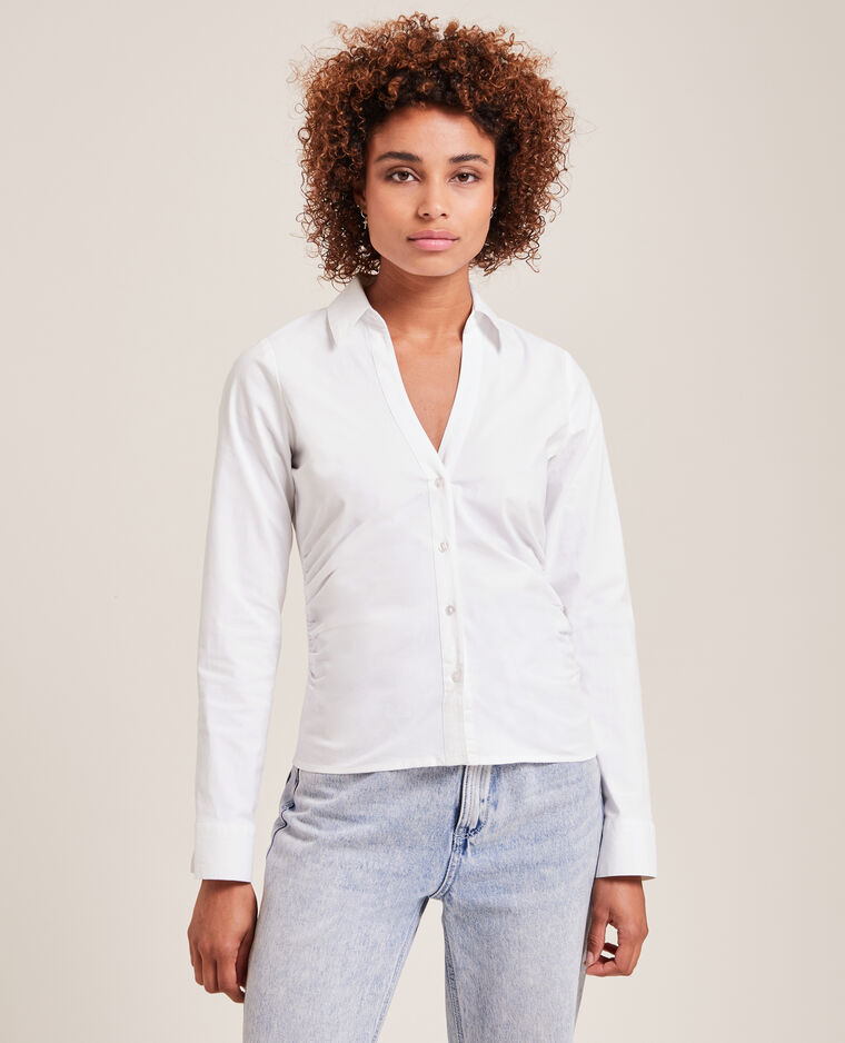 Chemise cintrée col V blanc - Pimkie